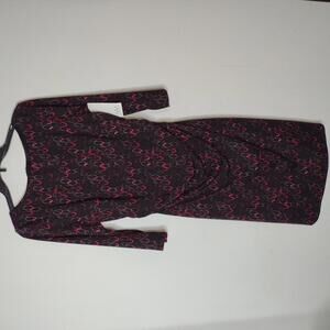 NWT David Meister Women's Black/Pink Print Dress Size 12